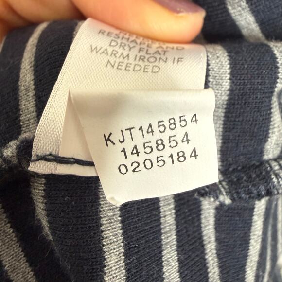 J. JILL Women's PLUS 3X Striped Button Sweater Blazer Jacket Navy Blue Gray - Picture 12 of 16